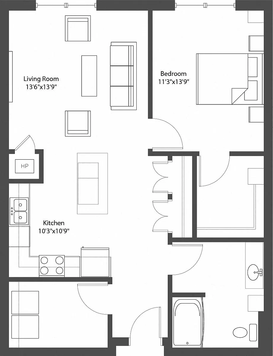 Floor plan BrewHouse Loft 128