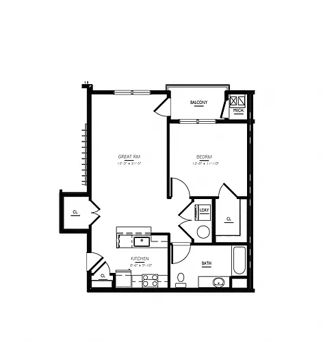 Floor plan 1 Bed/1 Bath-A-6 Type A Phase IV