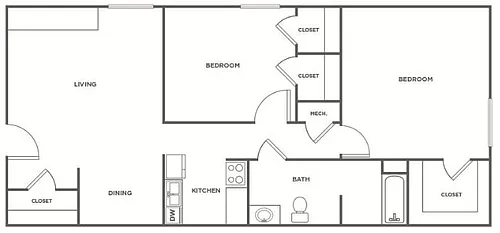 Floor plan 2 Bedroom 1 Bathroom