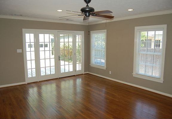 Family room has French doors that open to the backyard deck