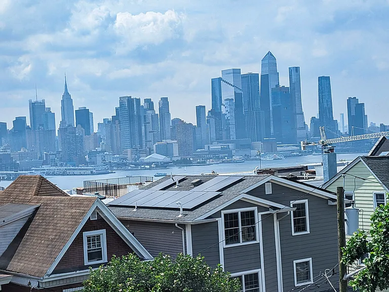 Kitchen window views of the Hudson and Hudson Yards (on a cloudy day)