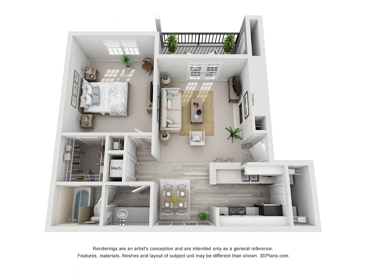 Floor plan 1 Bedroom B