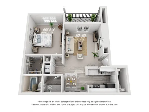 Floor plan 1 Bedroom B