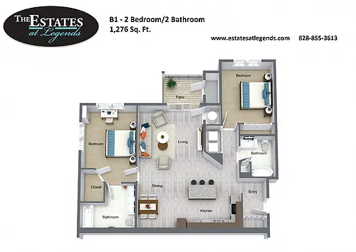Floor plan B1- 2 Bedroom / 2 Bath