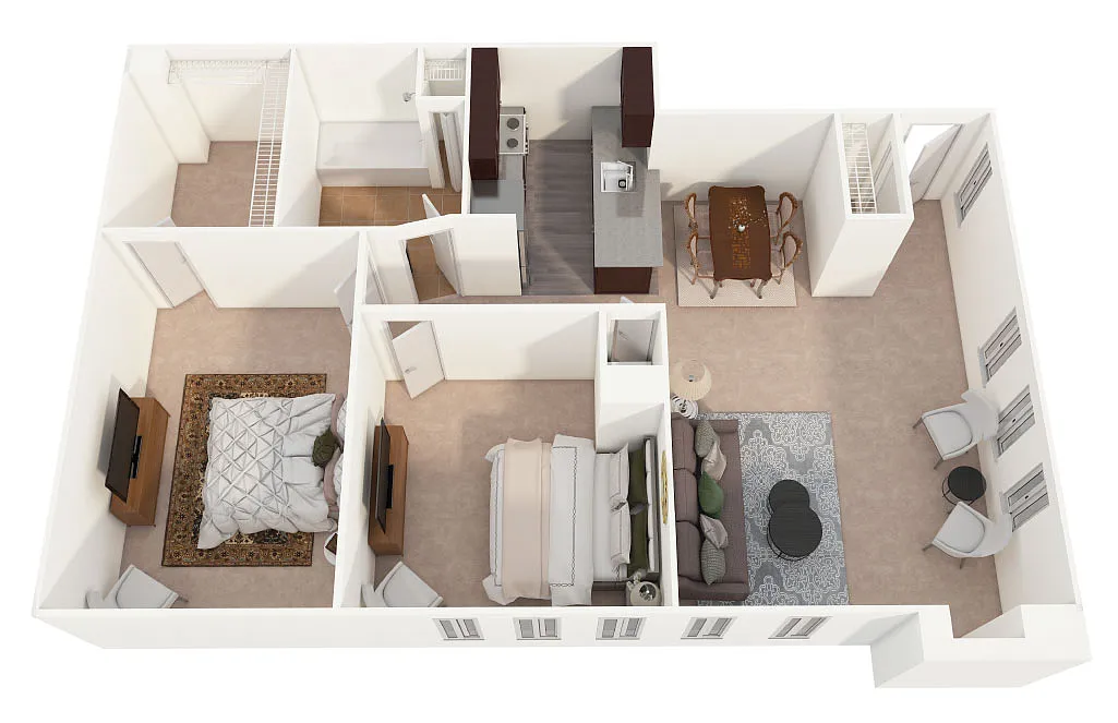 Floor plan Two Bedroom Patio