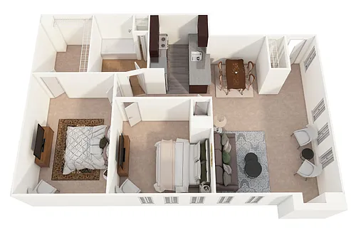 Floor plan Two Bedroom Patio