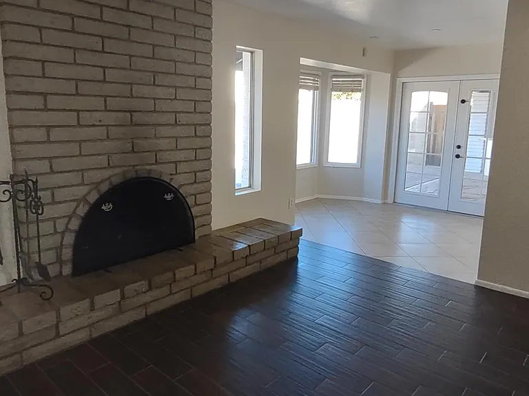 Living room with wood burning fireplace /breakfast nook
