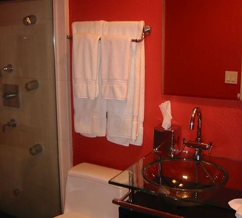 Guest bath with water tight steam shower with 6 wall jets.  