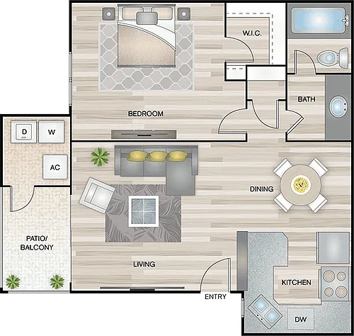 Floor plan 1 Bedroom 1 Bathroom