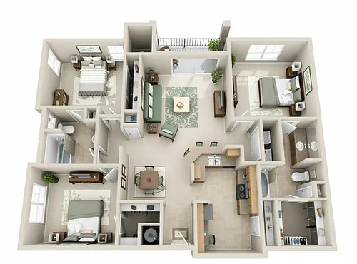 Floor plan C1 The Windsor - Three Bedroom, Two Bathroom