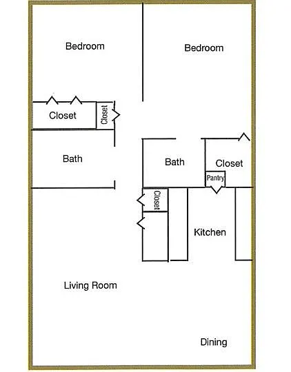 Floor plan 2 Bed 1.5 Bath