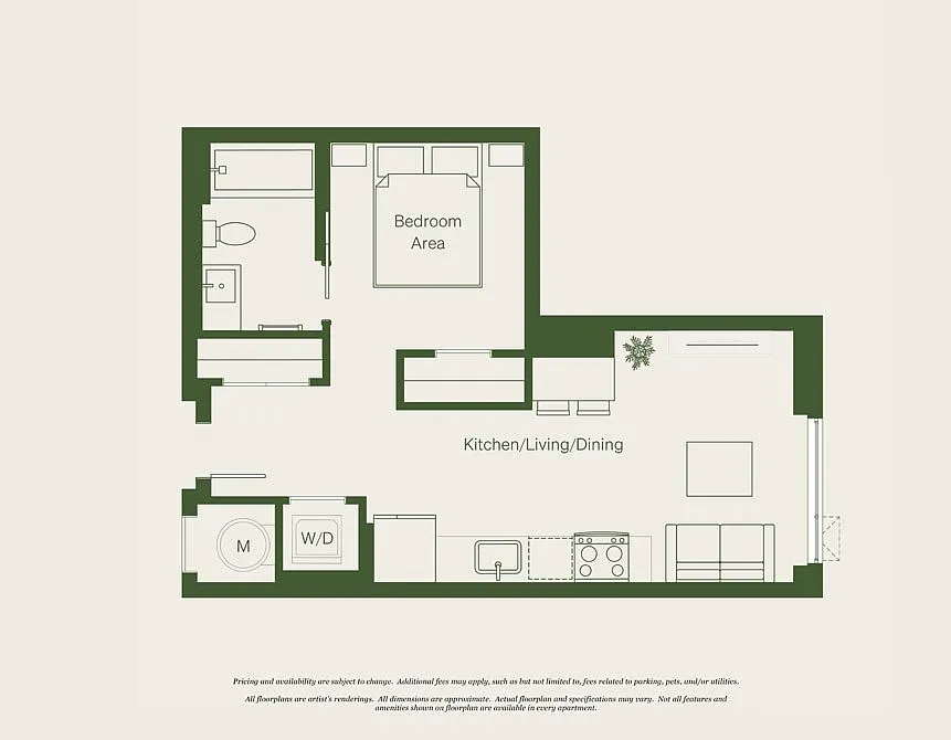 Floor plan Studio- 1 Bath | S04 - Reva