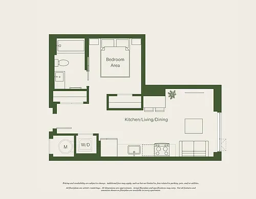 Floor plan Studio- 1 Bath | S04 - Reva