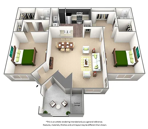 Floor plan 2 Bed 2 Bath - B1