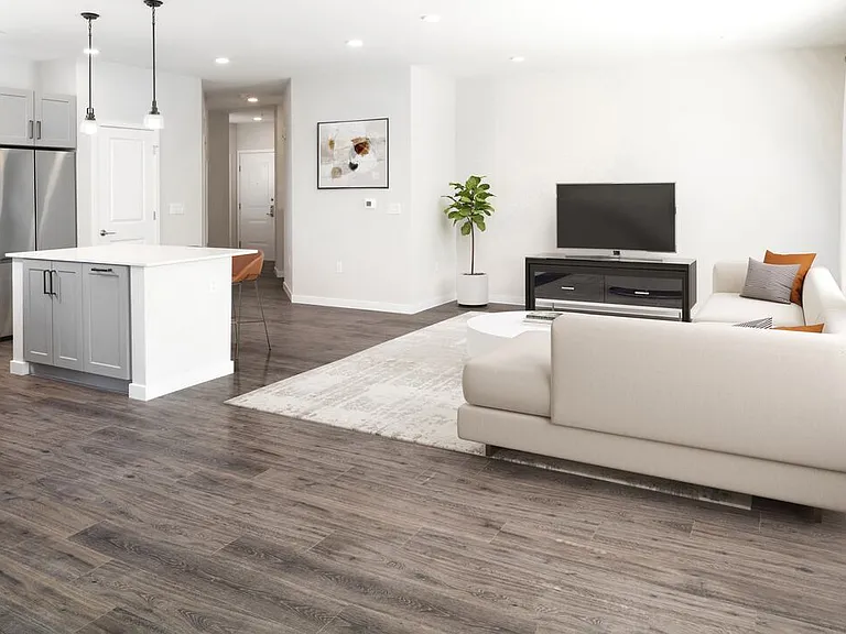 Living room with hard surface flooring