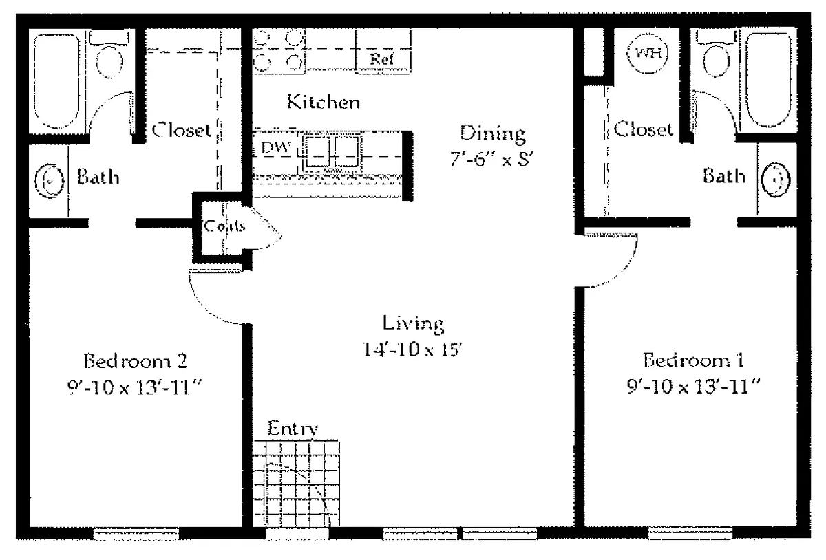 Floor plan Two Bedroom Two Bath