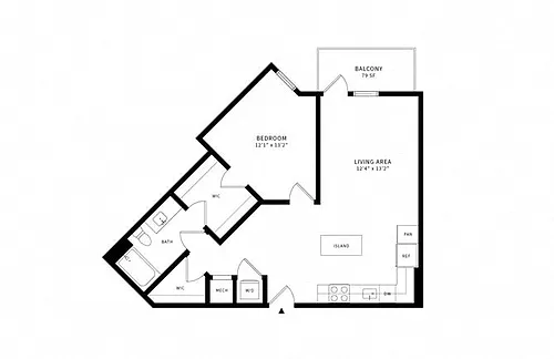Floor plan 1X w/ Balcony