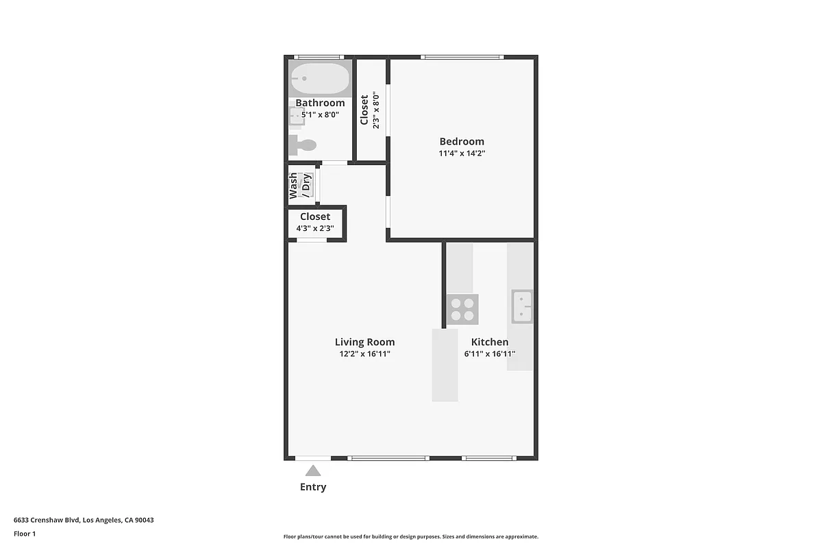 Floor plan 1BD 1BA
