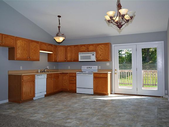 Kitchen and French doors to backyard