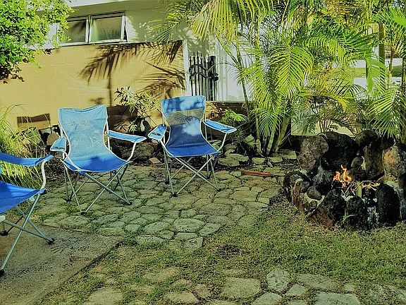 Front yard with firepit