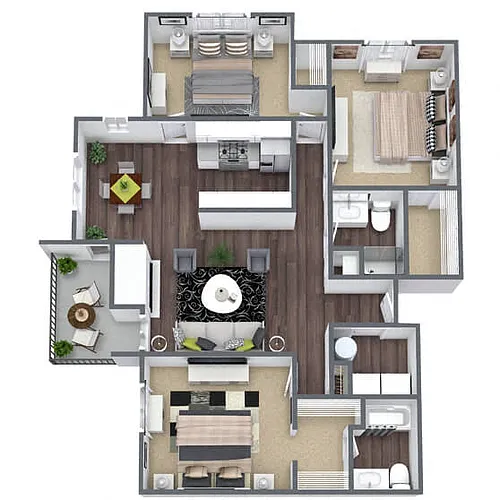 Floor plan C1: 3 Bed 2 Bath