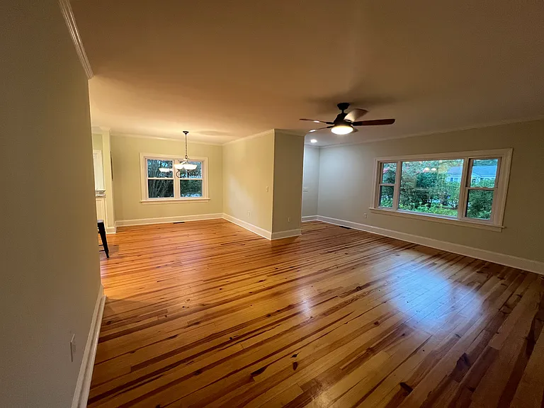 living room and dining area