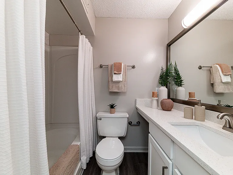 Bright bathroom with bathtub