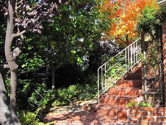 Front staircase leading up to porch.