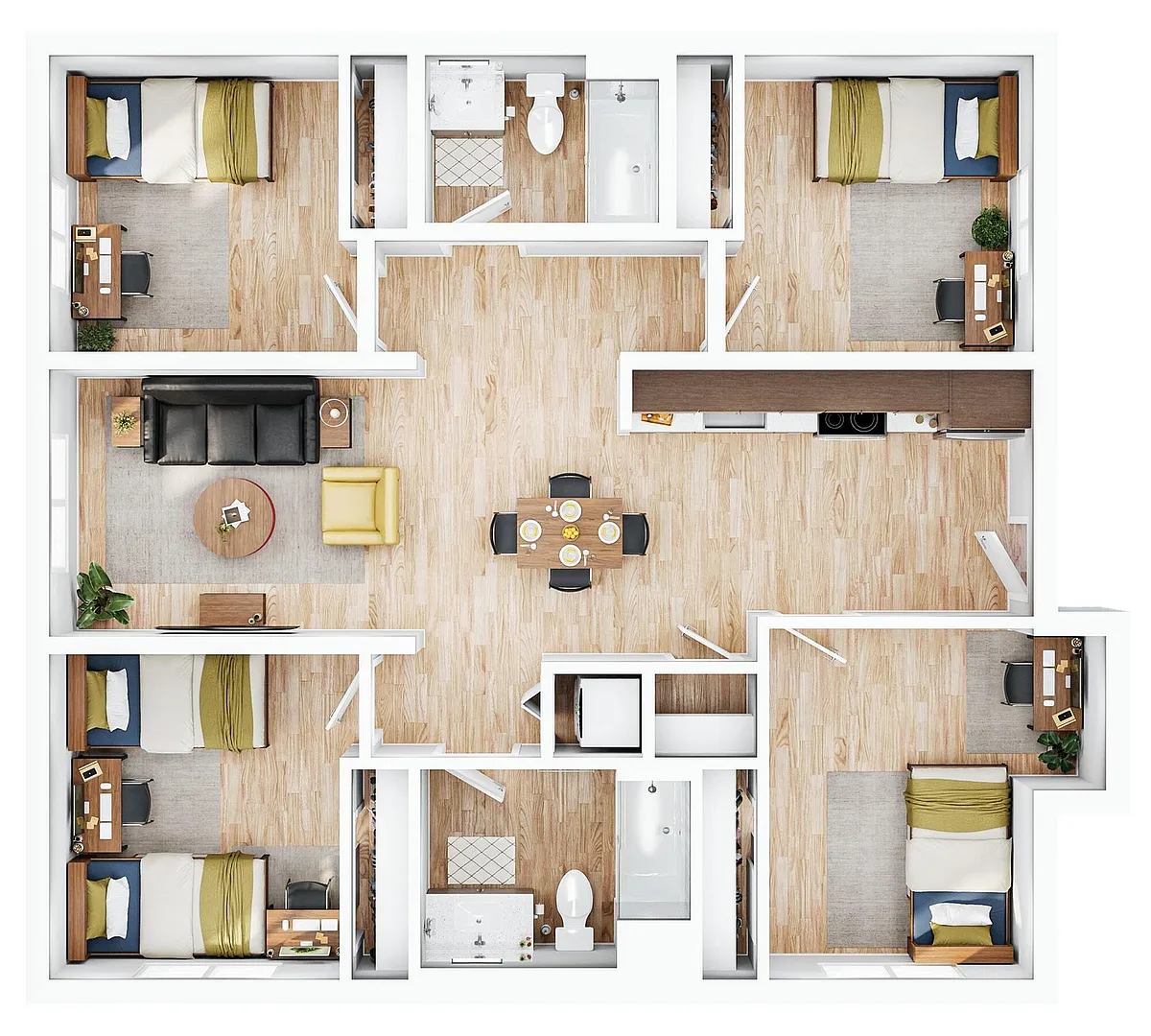 Floor plan 4BR/2BA - C