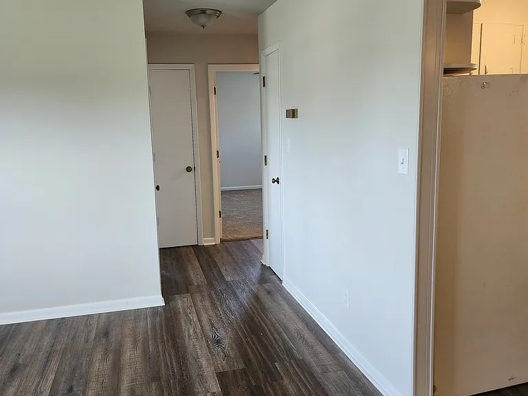 hallway to bedrooms/bathroom from living room area