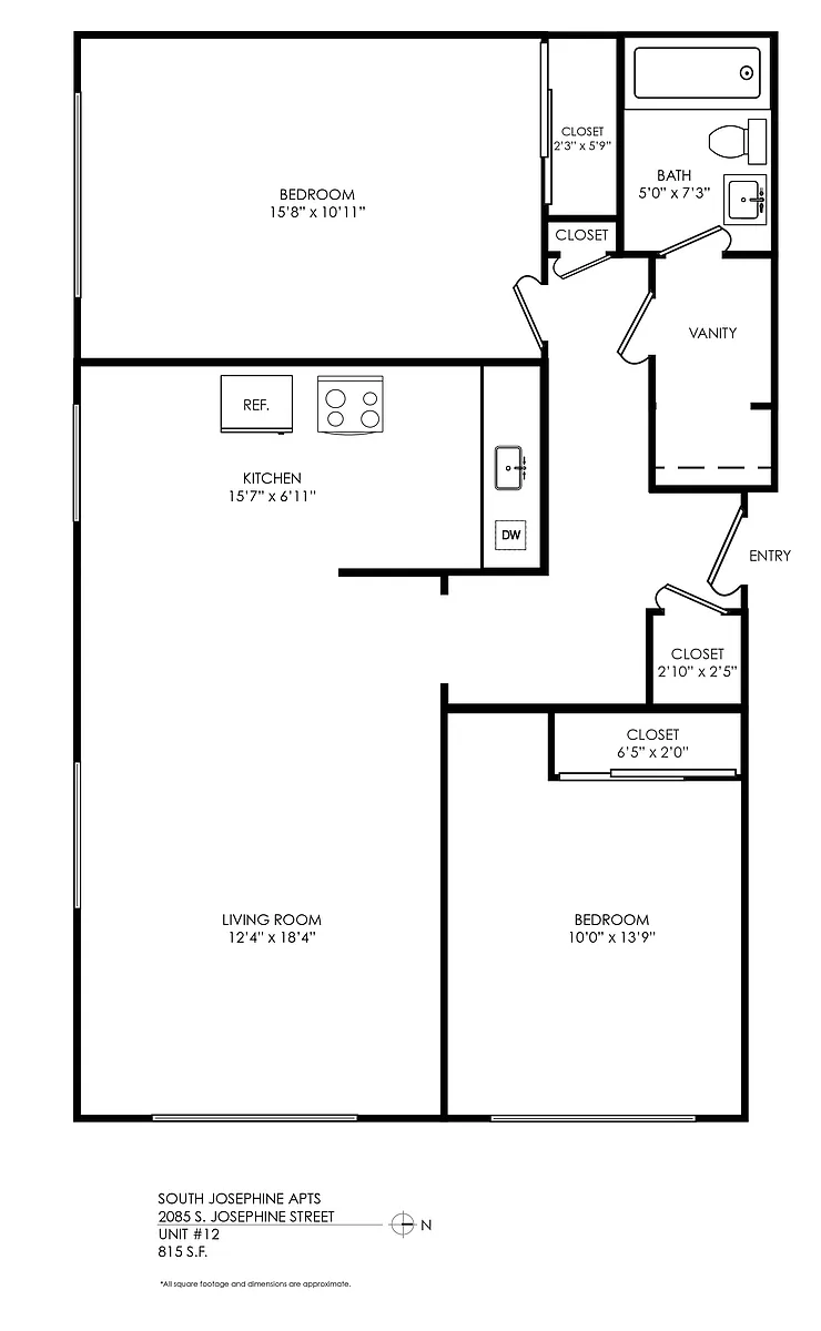 Floor plan Two Bedroom, One Bathroom
