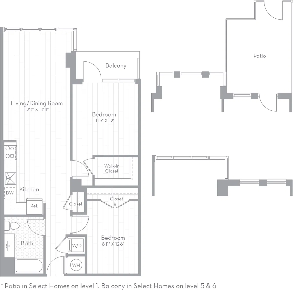 Floor plan 2 Bed/1 Bath JR-BM04
