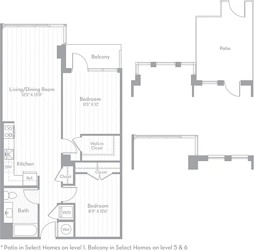 Floor plan 2 Bed/1 Bath JR-BM04