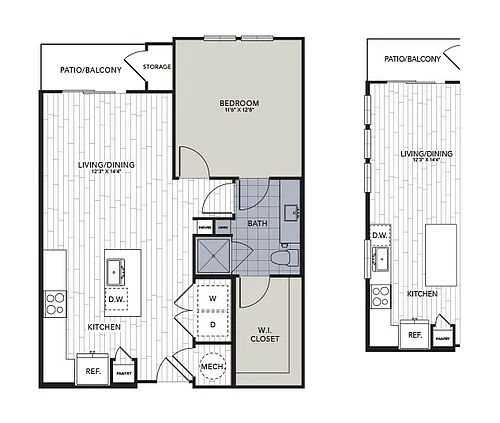 Floor plan A4.1 - One Bedroom, One Bathroom
