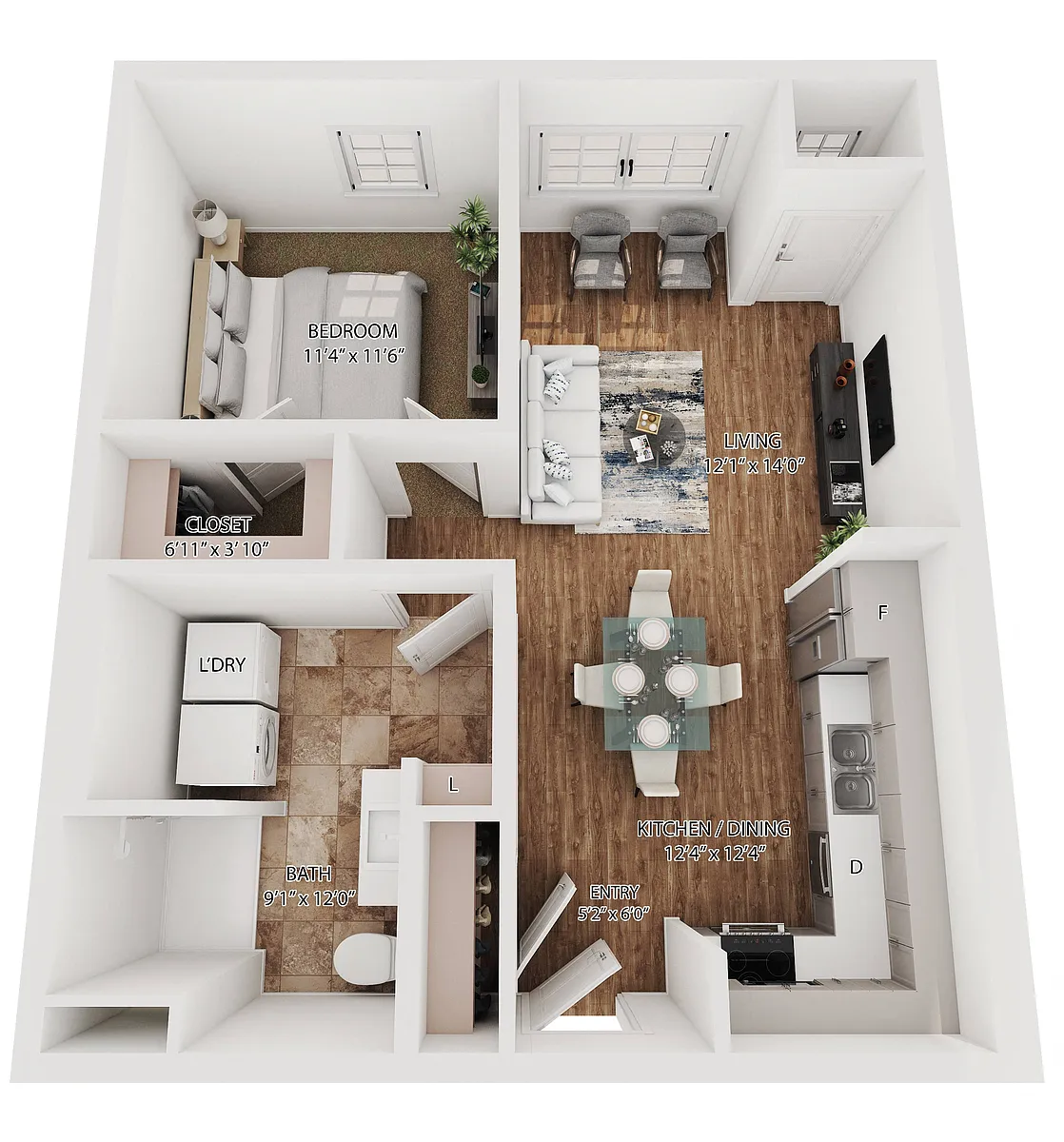 Floor plan Harriet (1 Bedroom)