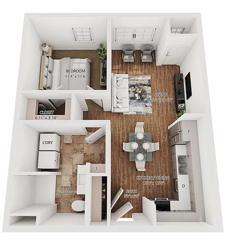 Floor plan Harriet (1 Bedroom)