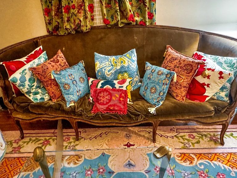 Parlor sofa can be swapped for deeper one if desired.