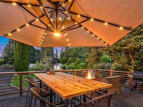 Back patio with view of the back acre.