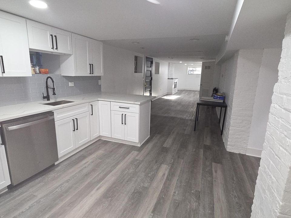Kitchen and open area for dining table