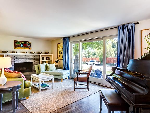 Living room and fireplace