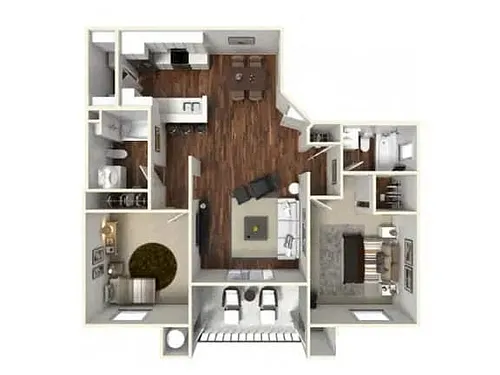 Floor plan 2 Bedroom, 2 Bathroom
