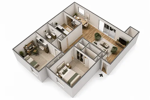 Floor plan 2 BR, 1 Bath