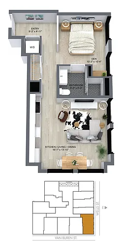 Floor plan 05 Tier Junior One Bedroom