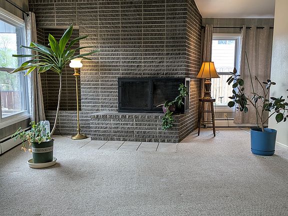 Front living room with fireplace.