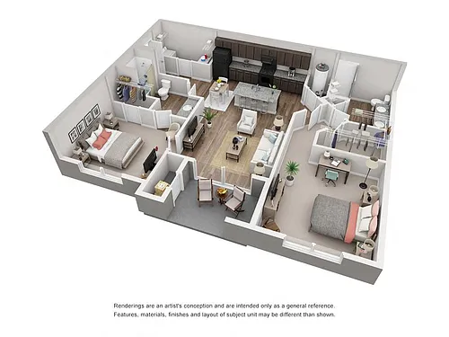 Floor plan 2 Bedroom 2 Bath | 1150 sf.