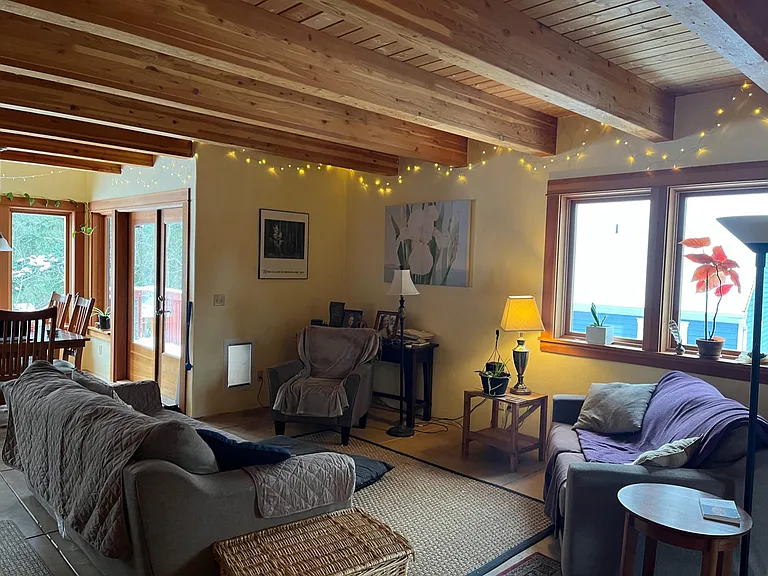 Living Room and Dinning Room, staged with furniture