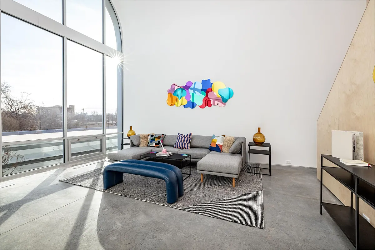 Living Room featuring custom artwork - privacy shade available - 1200 6th Ave #221