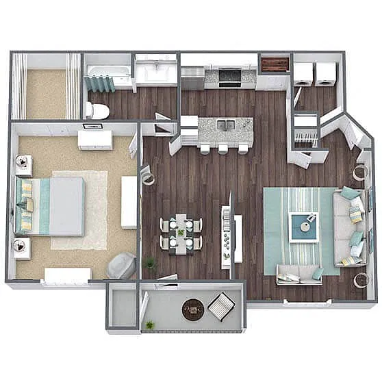 Floor plan A3: 1 Bed 1 Bath