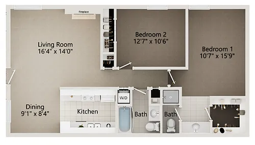 Floor plan 2 Bed 2 Bath