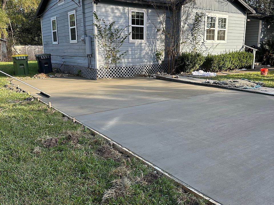 Newly poured concrete driveway